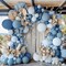 Dusty Blue Balloon Arch Kit - Double Stuffed Dark Light Baby Blue Pastel Latex Balloon Garland for Baby Shower Birthday Wedding Graduation Party Decoration